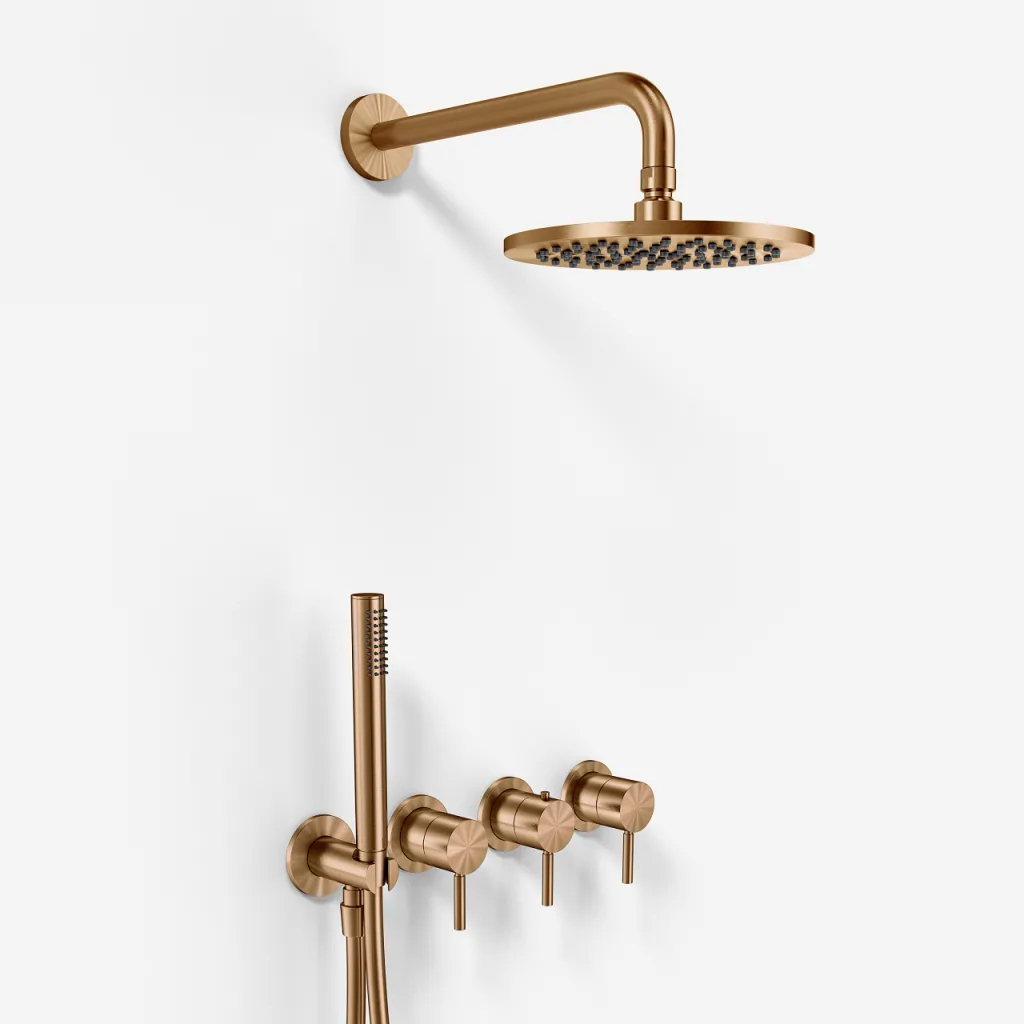 Semplice STB801 S05 - Rain DeLux SmartTerm Ø20 cm EasyClean, Wall, PVD Brushed Copper
