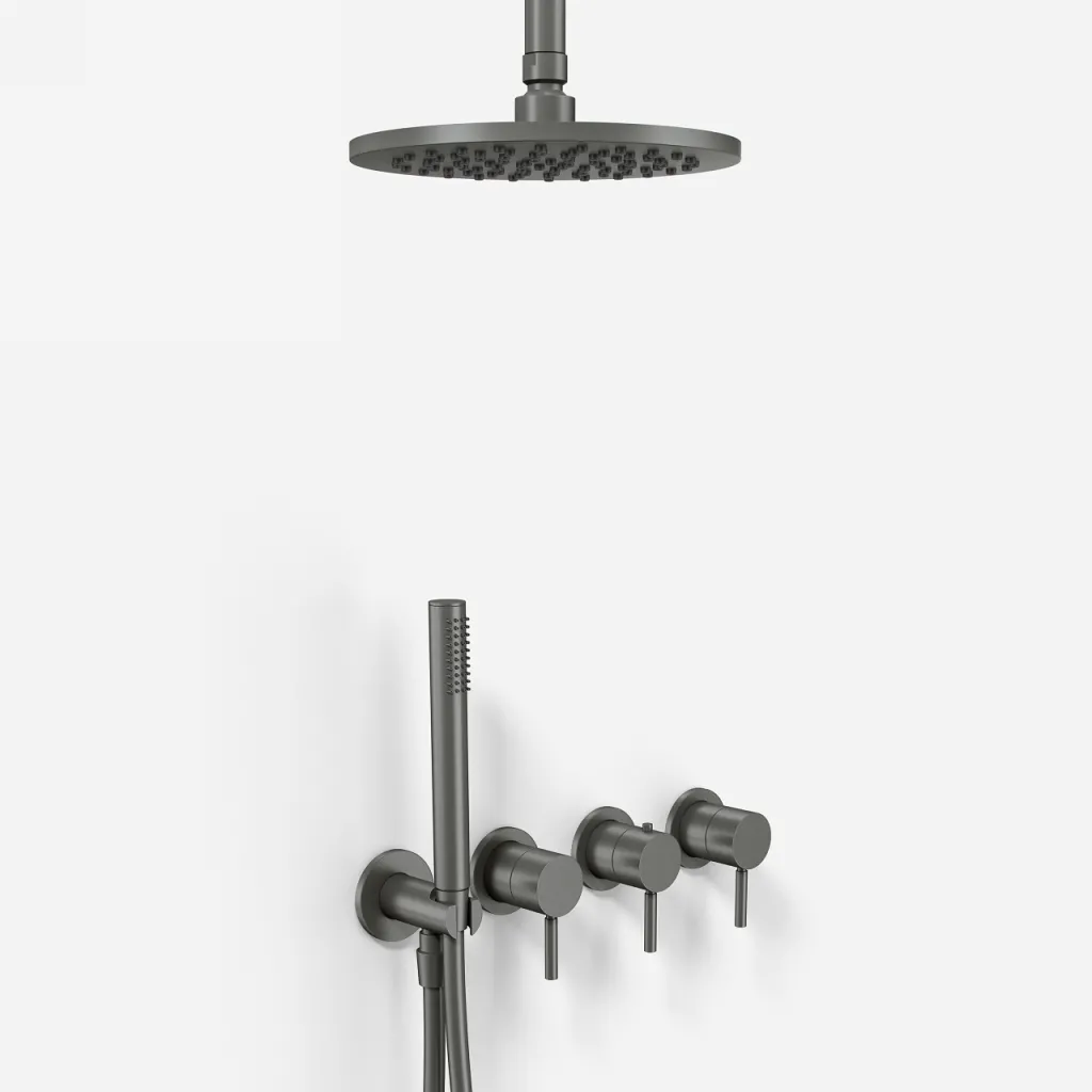 Semplice STB801 S08 -  Rain DeLux SmartTerm Ø20 cm EasyClean, Ceiling, PVD Matt Gun Metal