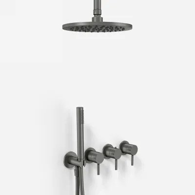 Semplice STB801 S08 -  Rain DeLux SmartTerm Ø20 cm EasyClean, Ceiling, PVD Matt Gun Metal