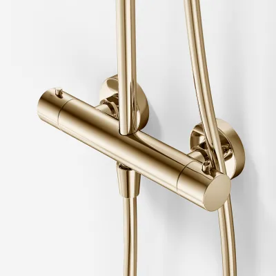 Semplice SRL10 S02 - Thermostat set, XXL Rain DeLux Ø28 w/EasyClean, Polished Brass Natural