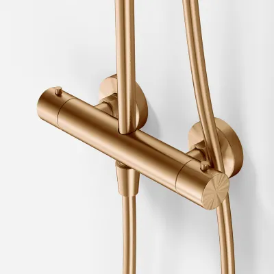 Semplice SRL10 S02 - Thermostat set, XL Rain DeLux Ø28 w/EasyClean, PVD Brushed Copper