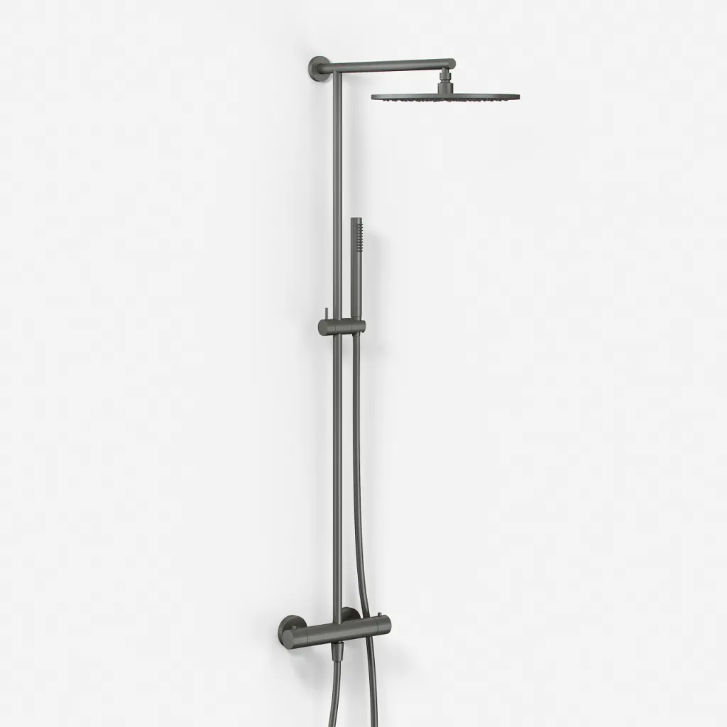 Semplice SRL10 S03 - Thermostat set, Rain DeLuxe RHB30, Ø30 cm., PVD Matt Gun Metal