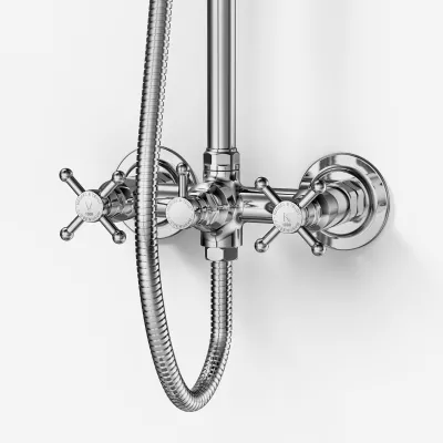 Hassel&Teudt HBR800 S02 - Shower rod set w/Ø31 cm. Rain DeLuxe w/EasyClean, Chrome