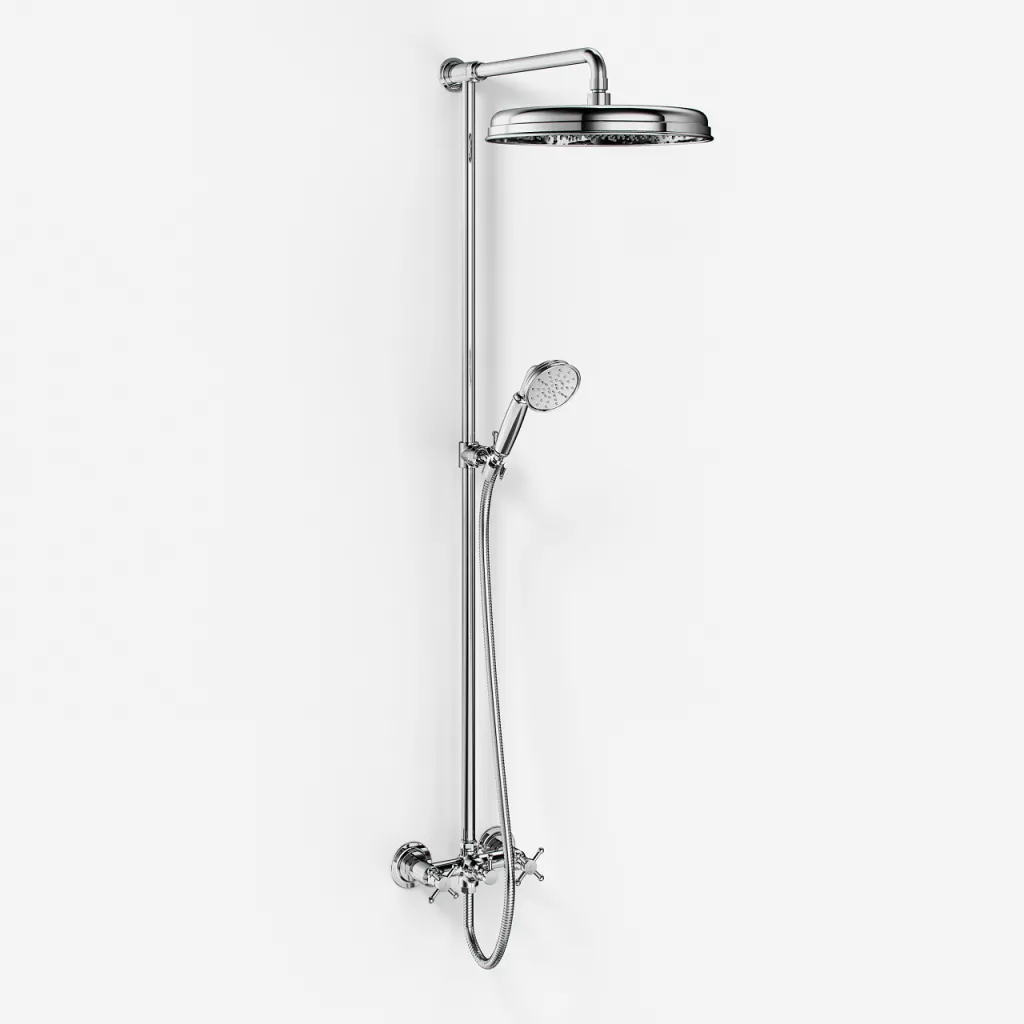 Hassel&Teudt HBR800 S02 - Shower rod set w/Ø31 cm. Rain DeLuxe w/EasyClean, Chrome