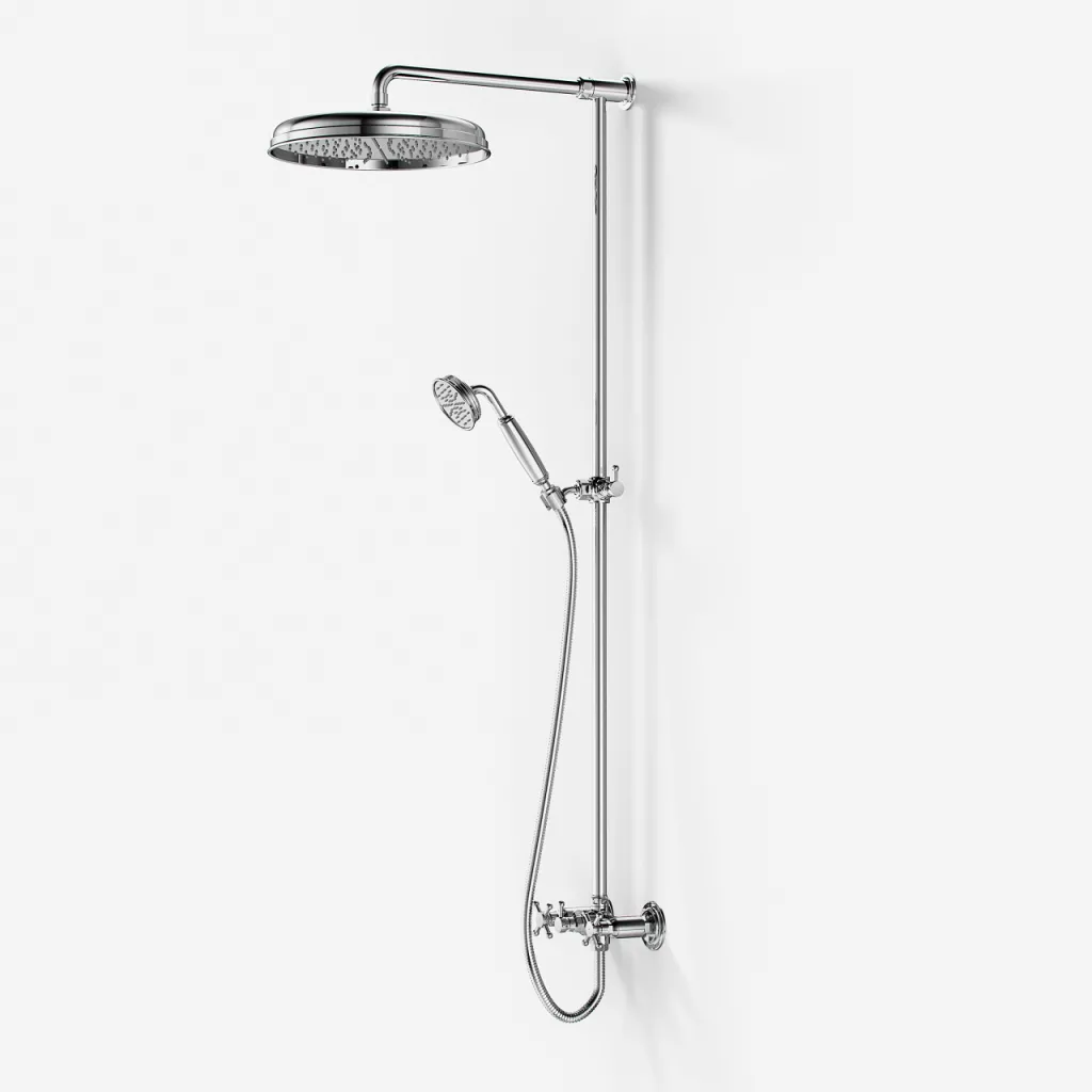 Hassel&Teudt HBR800 S02 - Shower rod set w/Ø31 cm. Rain DeLuxe w/EasyClean, Chrome