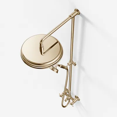 Hassel&Teudt HBR800 S02 - Shower rod set w/Ø31 cm. Rain DeLuxe w/EasyClean, Polished Brass Natural