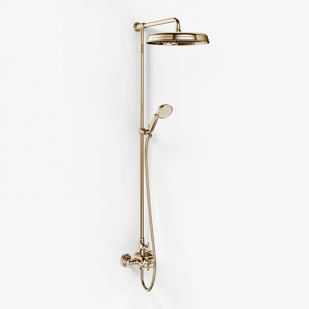 Hassel&Teudt HBT900 S02 - SmartTerm shower rod set w/Ø31 cm. Rain DeLuxe w/EasyClean, Polished Brass Natural
