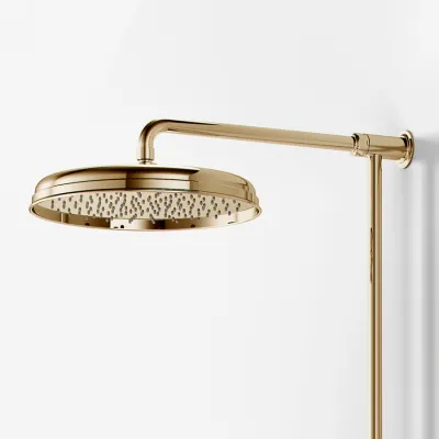 Hassel&Teudt HBT900 S02 - SmartTerm shower rod set w/Ø31 cm. Rain DeLuxe w/EasyClean, Polished Brass Natural