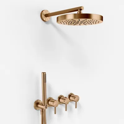 Semplice STB801 S01 - XL Rain DeLux SmartTerm Ø24 cm EasyClean, Wall, PVD Brushed Copper