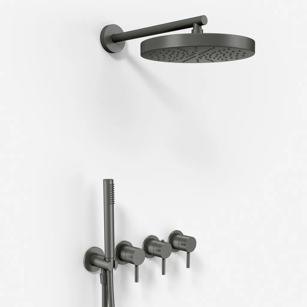 Semplice STB801 S01 - XL Rain DeLux SmartTerm Ø24 cm EasyClean, Wall, PVD Matt Gun Metal
