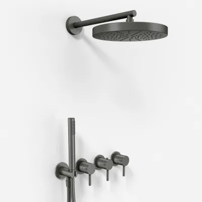 Semplice STB801 S01 - XL Rain DeLux SmartTerm Ø24 cm EasyClean, Wall, PVD Matt Gun Metal