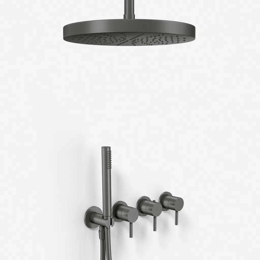 Semplice STB801 S04 - XXL Rain DeLux Ø28 cm, SmartTerm, Ceiling, PVD Matt Gun Metal