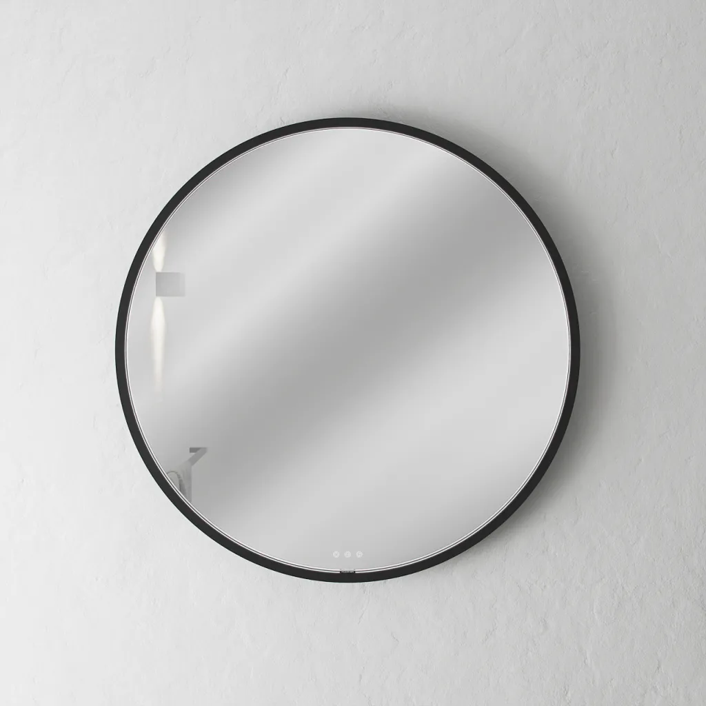 Pulcher Mood 1 PM1-080 - Ø80 cm Fog-free mirror with light and light control, Matte black