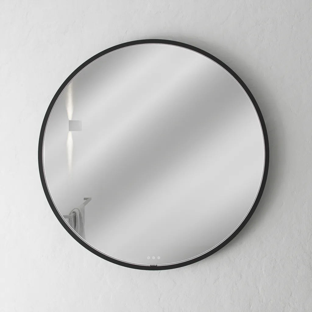 Pulcher Mood 1 PM1-090 - Ø90 cm Fog-free mirror with light and light control, Matte black 
