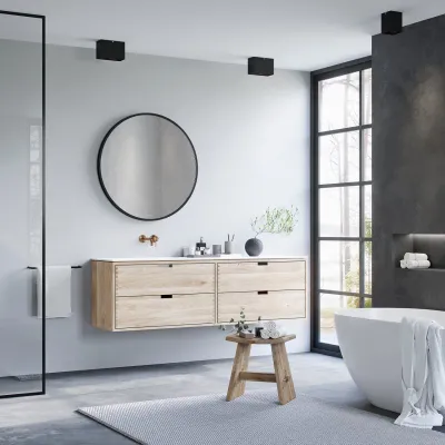 Pulcher Mood 1 PM1-100 - Ø100 cm Fog-free mirror with light and light control, Matte black 