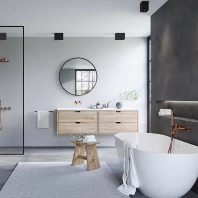 Pulcher Mood 1 PM1-100 - Ø100 cm Fog-free mirror with light and light control, Matte black 