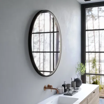 Pulcher Mood 1 PM1-100 - Ø100 cm Fog-free mirror with light and light control, Matte black 