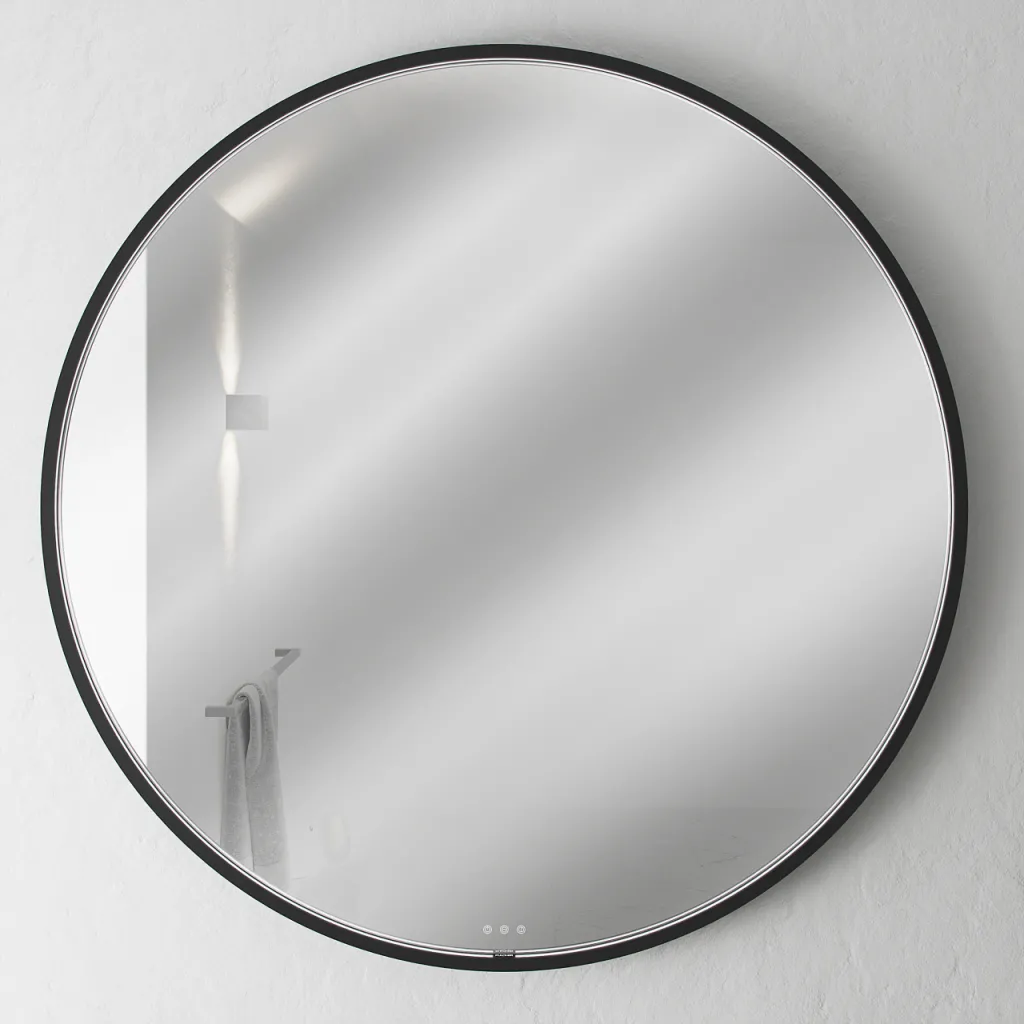 Pulcher Mood 1 PM1-110 - Ø110 cm Fog-free mirror with light and light control, Matte black 