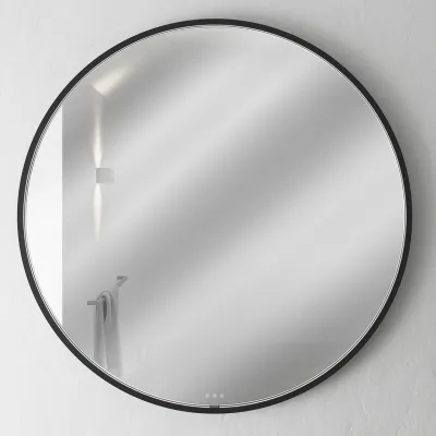 Pulcher Mood 1 PM1-110 - Ø110 cm Fog-free mirror with light and light control, Matte black 