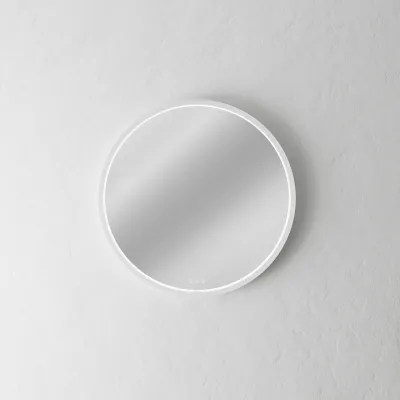 Pulcher Mood 1 PM1-060 - Ø60 cm. Fog-free mirror with light and light control, Matt white frame