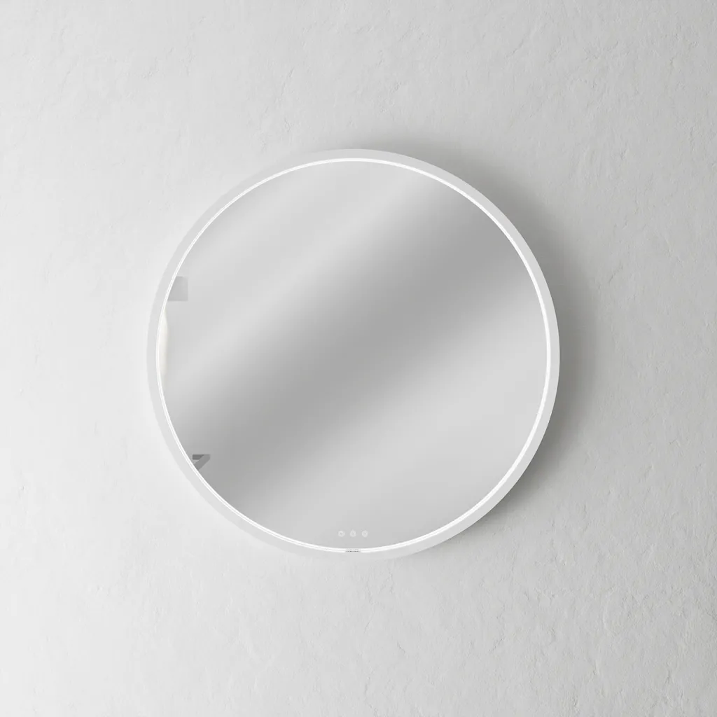 Pulcher Mood 1 PM1-070 - Ø70 cm. Fog-free mirror with light and light control, Matt white