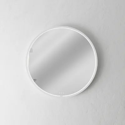 Pulcher Mood 1 PM1-070 - Ø70 cm. Fog-free mirror with light and light control, Matt white