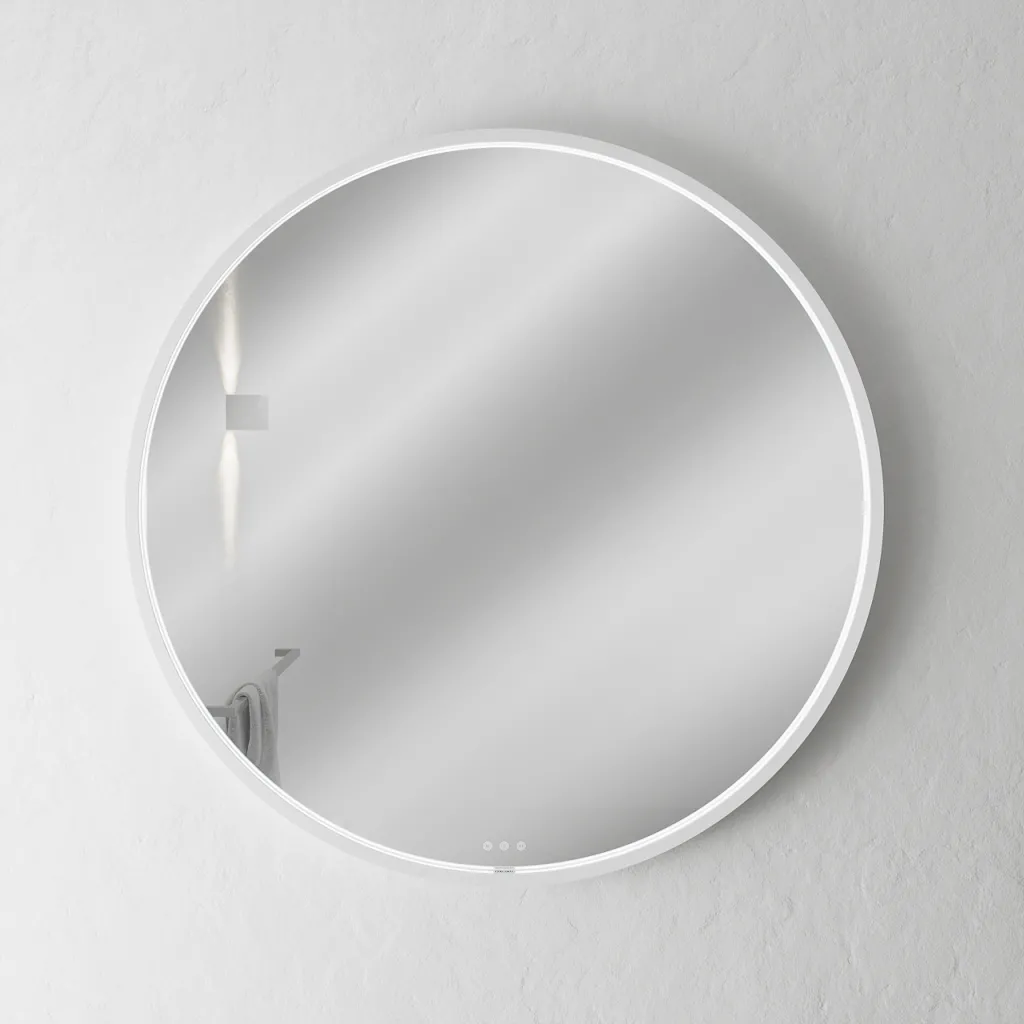 Pulcher Mood 1 PM1-090 - Ø90 cm. Fog-free mirror with light and light control, Matt white 