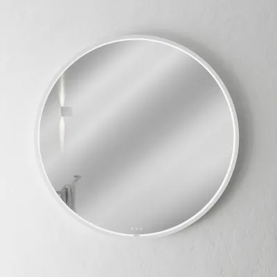 Pulcher Mood 1 PM1-090 - Ø90 cm. Fog-free mirror with light and light control, Matt white 