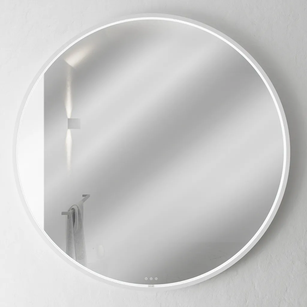 Pulcher Mood 1 PM1-110 - Ø110 cm. Fog-free mirror with light and light control, Matt white 
