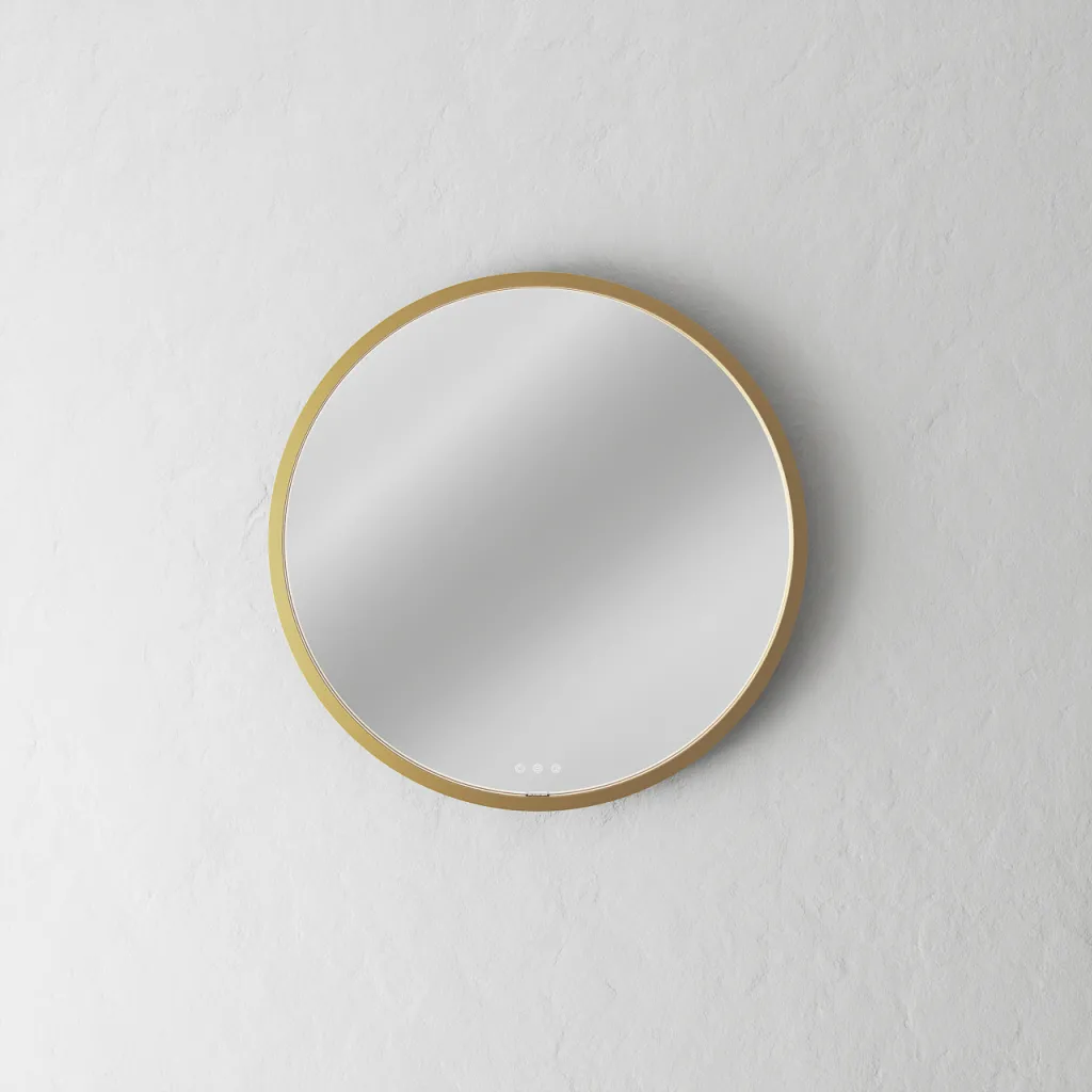 Pulcher Mood 1 PM1-060 - Ø60 cm Fog-free mirror w/light and light control, Brushed Brass