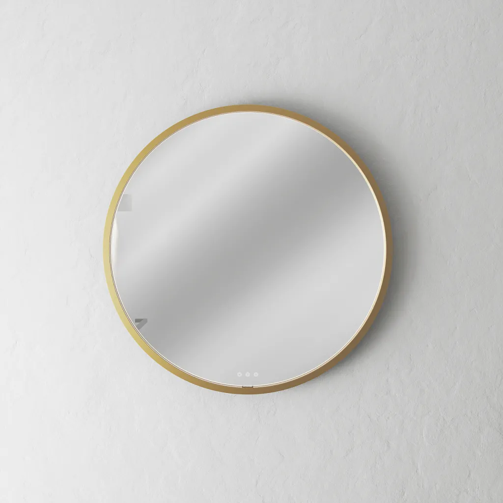 Pulcher Mood 1 PM1-070 - Ø70 cm Fog-free mirror w/light and light control, Brushed Brass