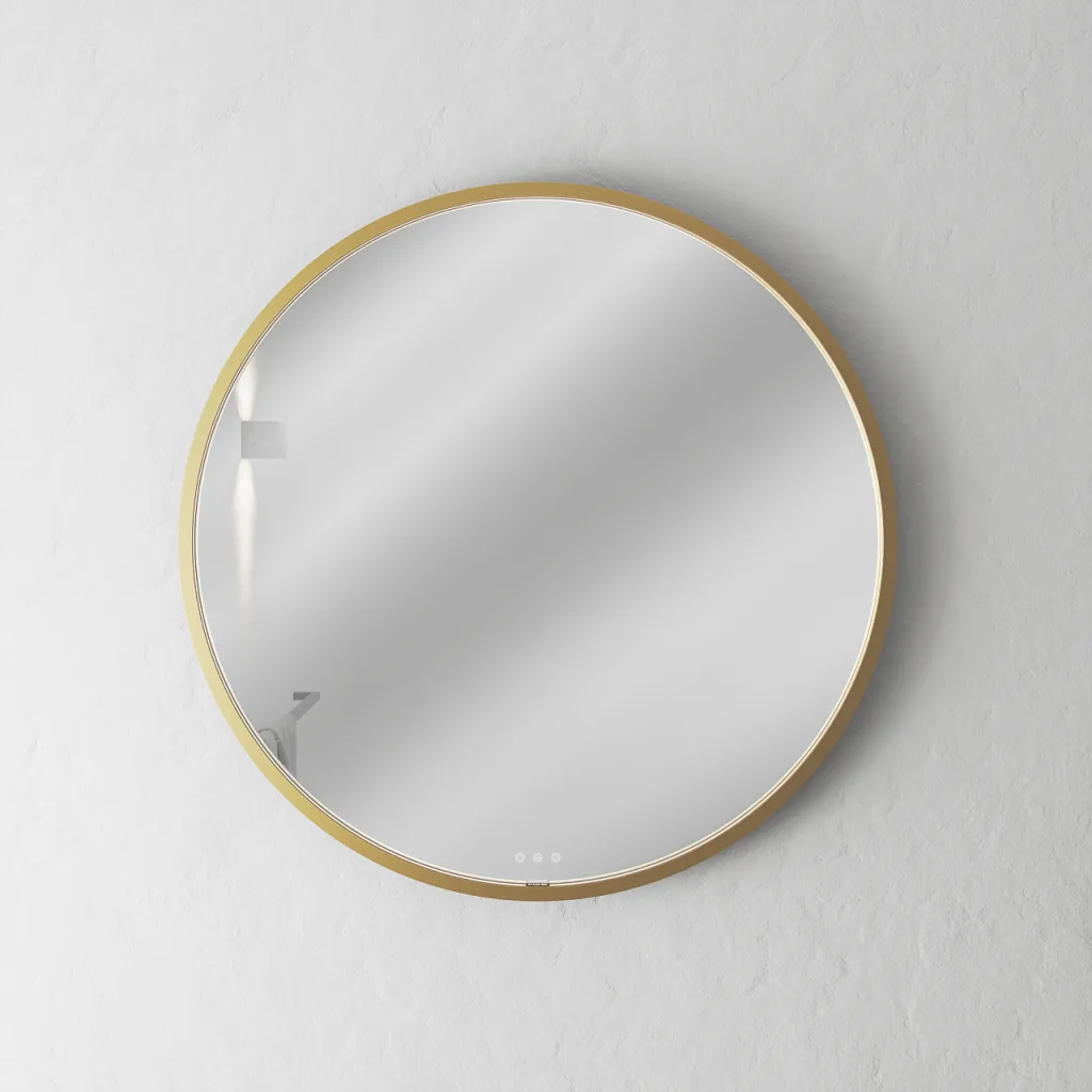 Pulcher Mood 1 PM1-080 - Ø80 cm Fog-free mirror w/light and light control, Brushed Brass