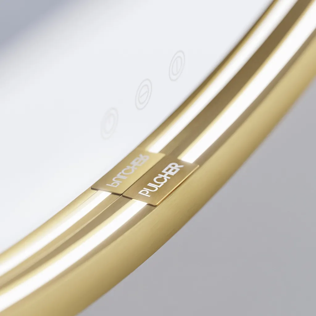 Pulcher Mood 1 PM1-080 - Ø80 cm Fog-free mirror w/light and light control, Brushed Brass