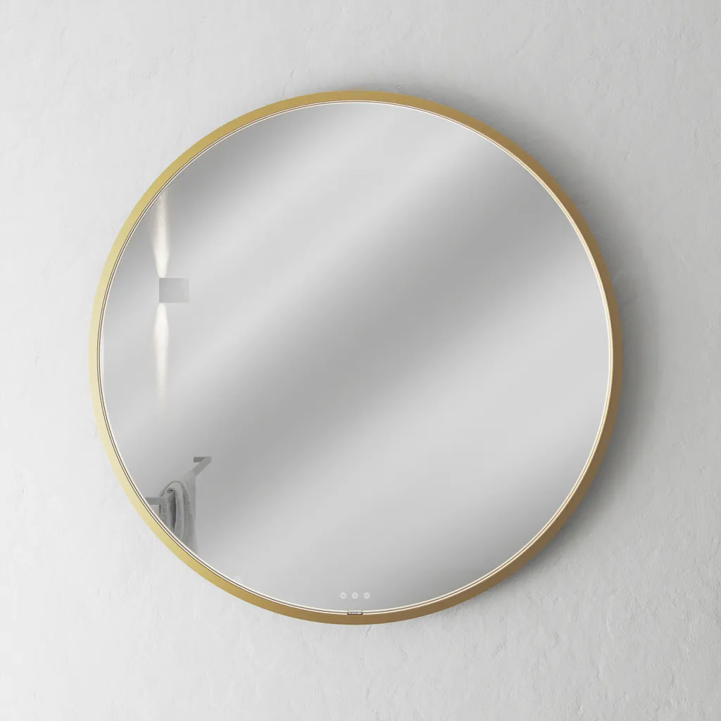 Pulcher Mood 1 PM1-090 - Ø90 cm Fog-free mirror w/light and light control, Brushed Brass