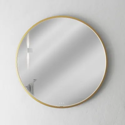 Pulcher Mood 1 PM1-090 - Ø90 cm Fog-free mirror w/light and light control, Brushed Brass
