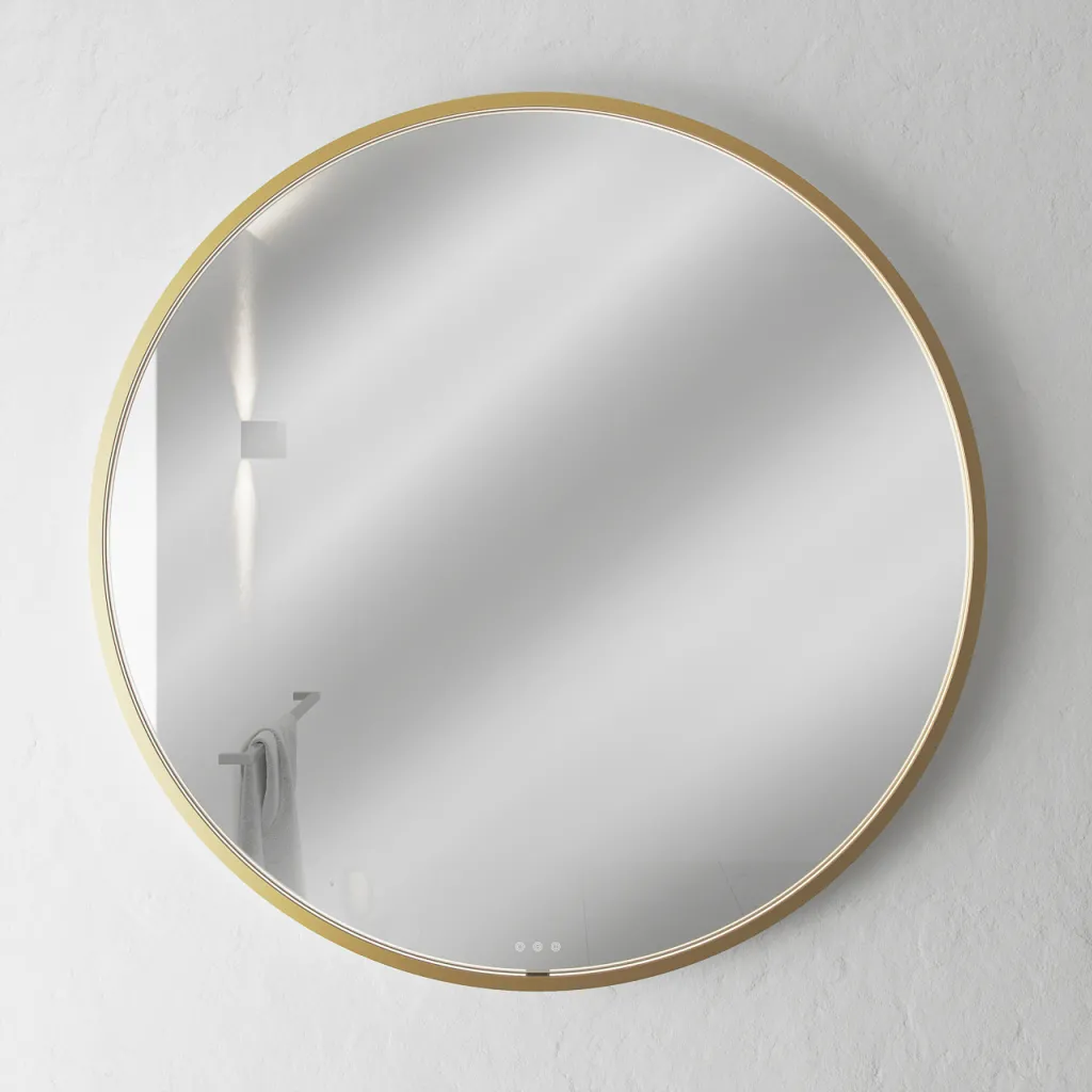 Pulcher Mood 1 PM1-100 - Ø100 cm Fog-free mirror w/light and light control, Brushed Brass