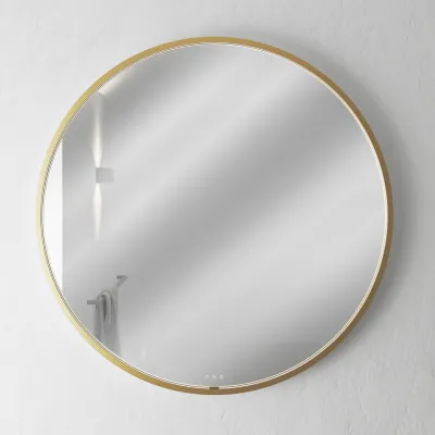 Pulcher Mood 1 PM1-100 - Ø100 cm Fog-free mirror w/light and light control, Brushed Brass