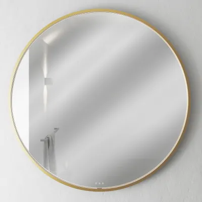 Pulcher Mood 1 PM1-110 - Ø110 cm Fog-free mirror w/light and light control, Brushed Brass