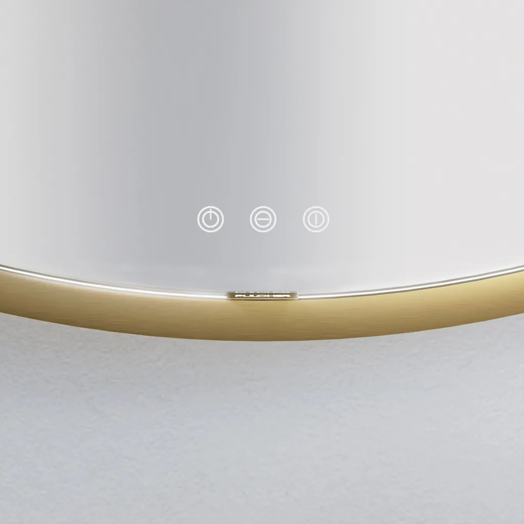 Pulcher Mood 1 PM1-110 - Ø110 cm Fog-free mirror w/light and light control, Brushed Brass