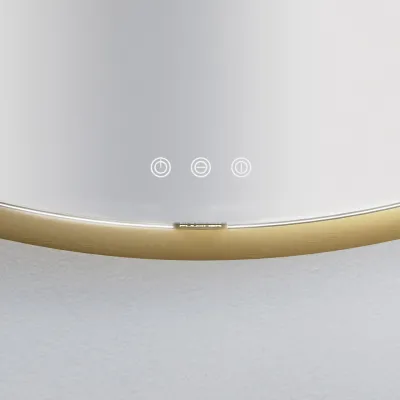 Pulcher Mood 1 PM1-110 - Ø110 cm Fog-free mirror w/light and light control, Brushed Brass