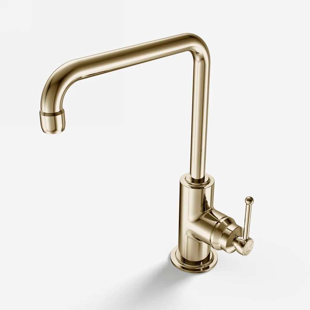 Hassel&Teudt HKV102 - Kitchen faucet w/ U200 mm swivel spout Polished Brass Natural