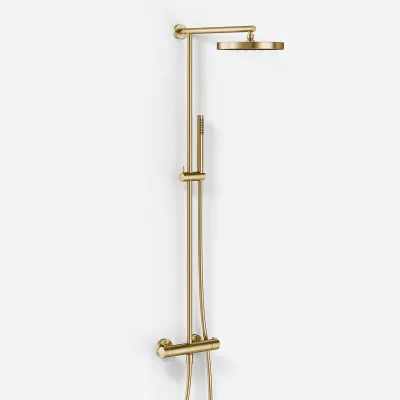 Semplice SRL10 - Thermostat set, XL Rain DeLux Ø24 w/EasyClean, PVD Brushed Brass