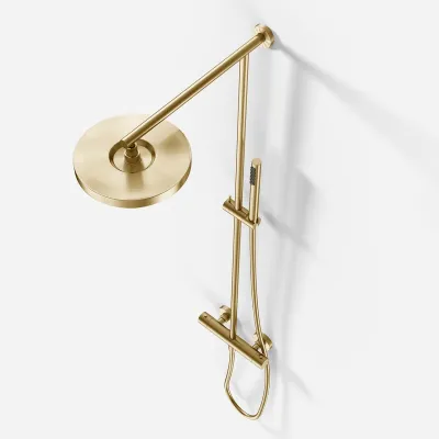 Semplice SRL10 - Thermostat set, XL Rain DeLux Ø24 w/EasyClean, PVD Brushed Brass