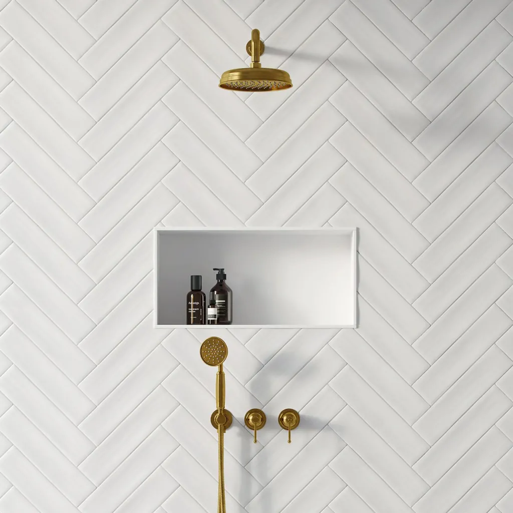 Hassel&Teudt HBR801 S01 - Shower set w/Ø21 cm. Rain DeLuxe w/EasyClean, Wall, Polished Brass Natural