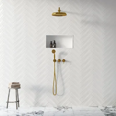 Hassel&Teudt HBR801 S03 - Shower Set Ø31cm, Wall, Polished Brass Natural