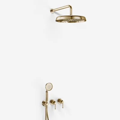 Hassel&Teudt HBR801 S03 - Shower Set Ø31cm, Wall, Polished Brass Natural