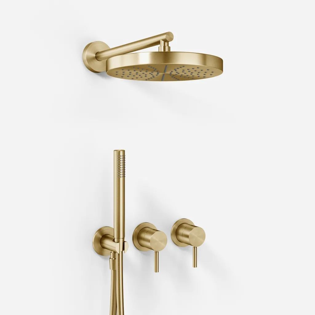 Semplice SBR801 S01 - Shower set, Ø24 cm, Wall, PVD Brushed Brass
