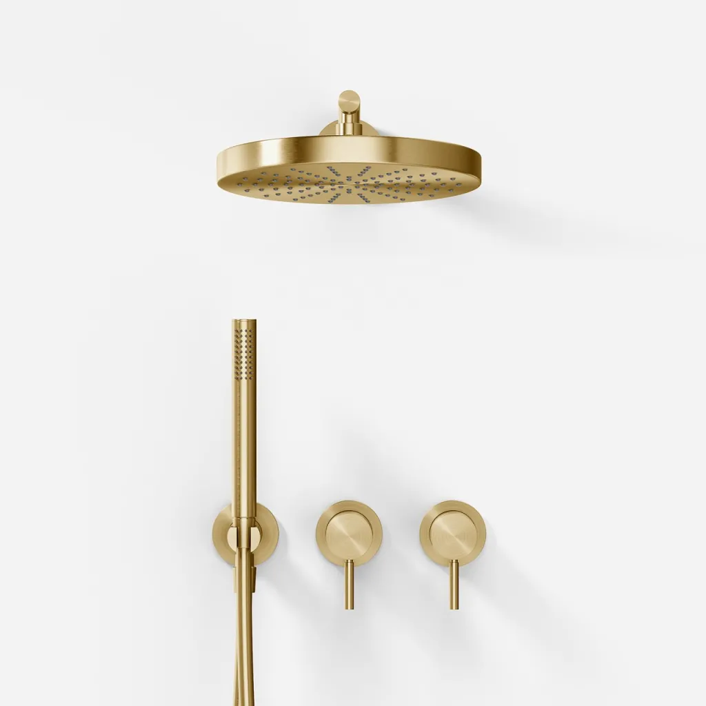 Semplice SBR801 S01 - Shower set, Ø24 cm, Wall, PVD Brushed Brass