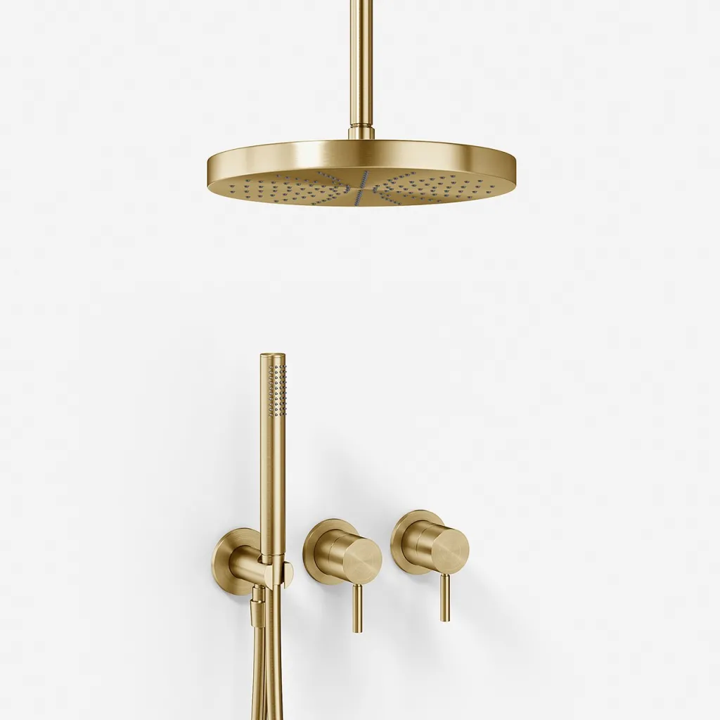 Semplice SBR801 S04 - Shower set, Ø28 cm, Ceiling, PVD Brushed Brass