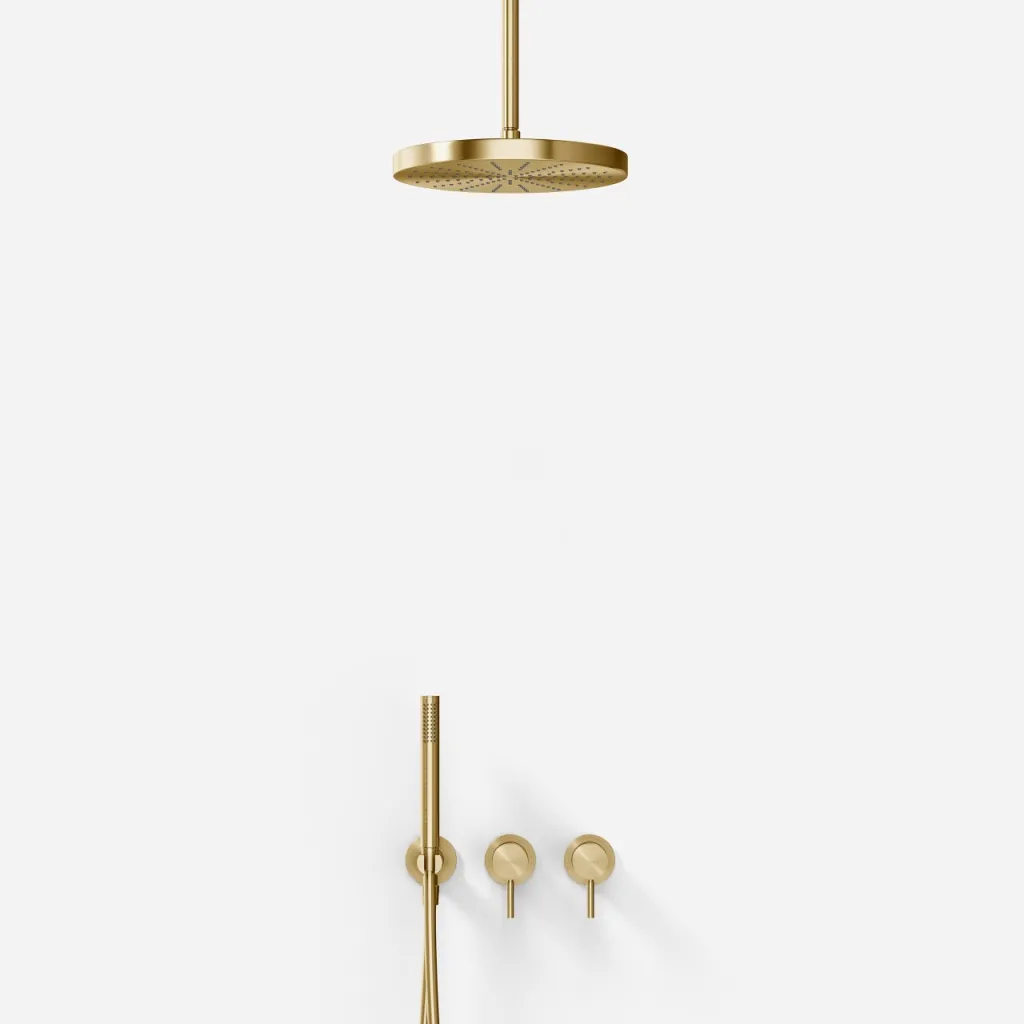 Semplice SBR801 S04 - Shower set, Ø28 cm, Ceiling, PVD Brushed Brass